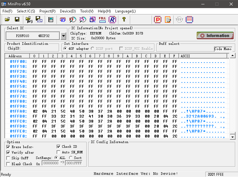 Eeprom before modification